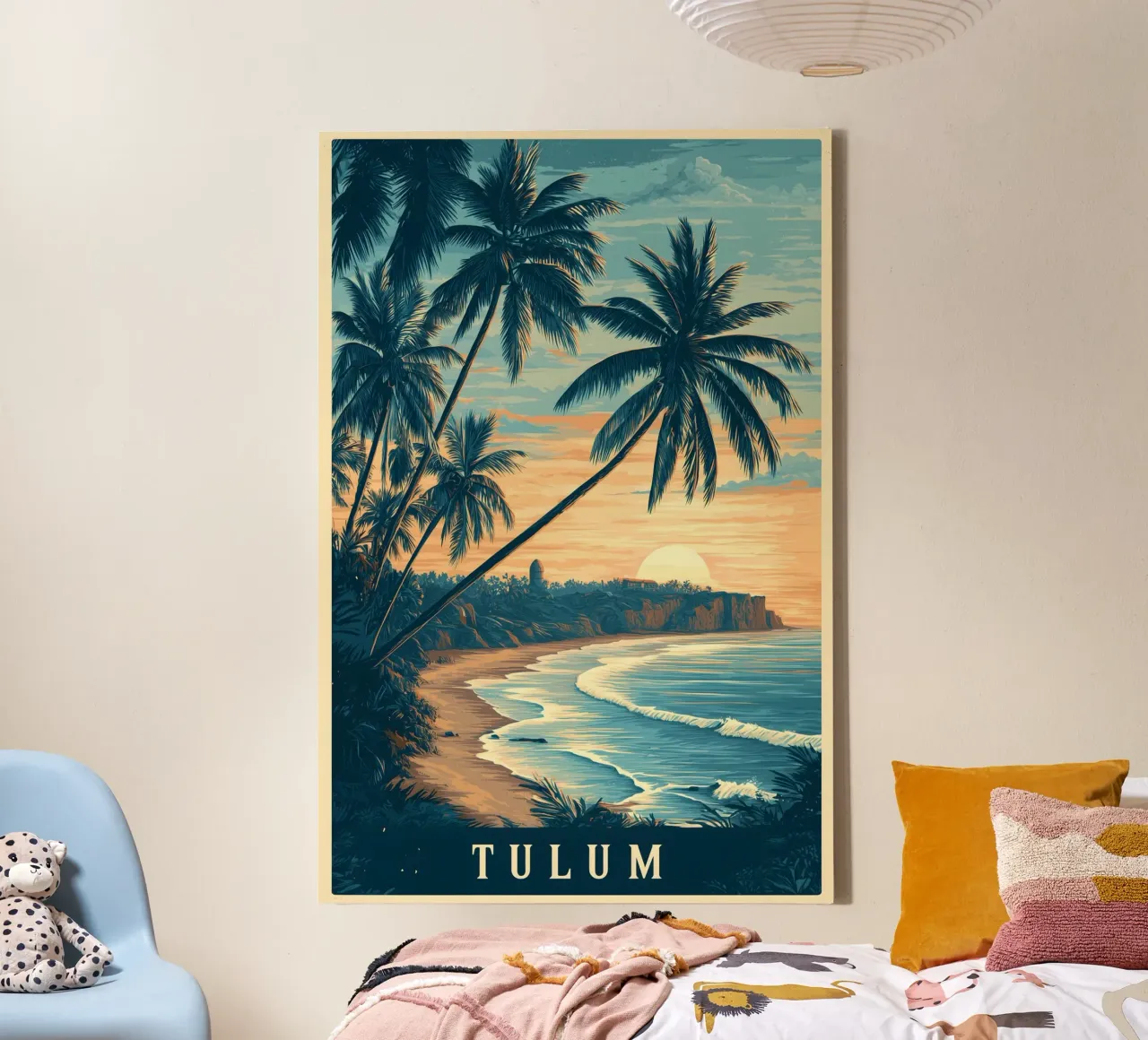 Tulum vintage reisposter canvas met Baklijst van Vintage Travel Art