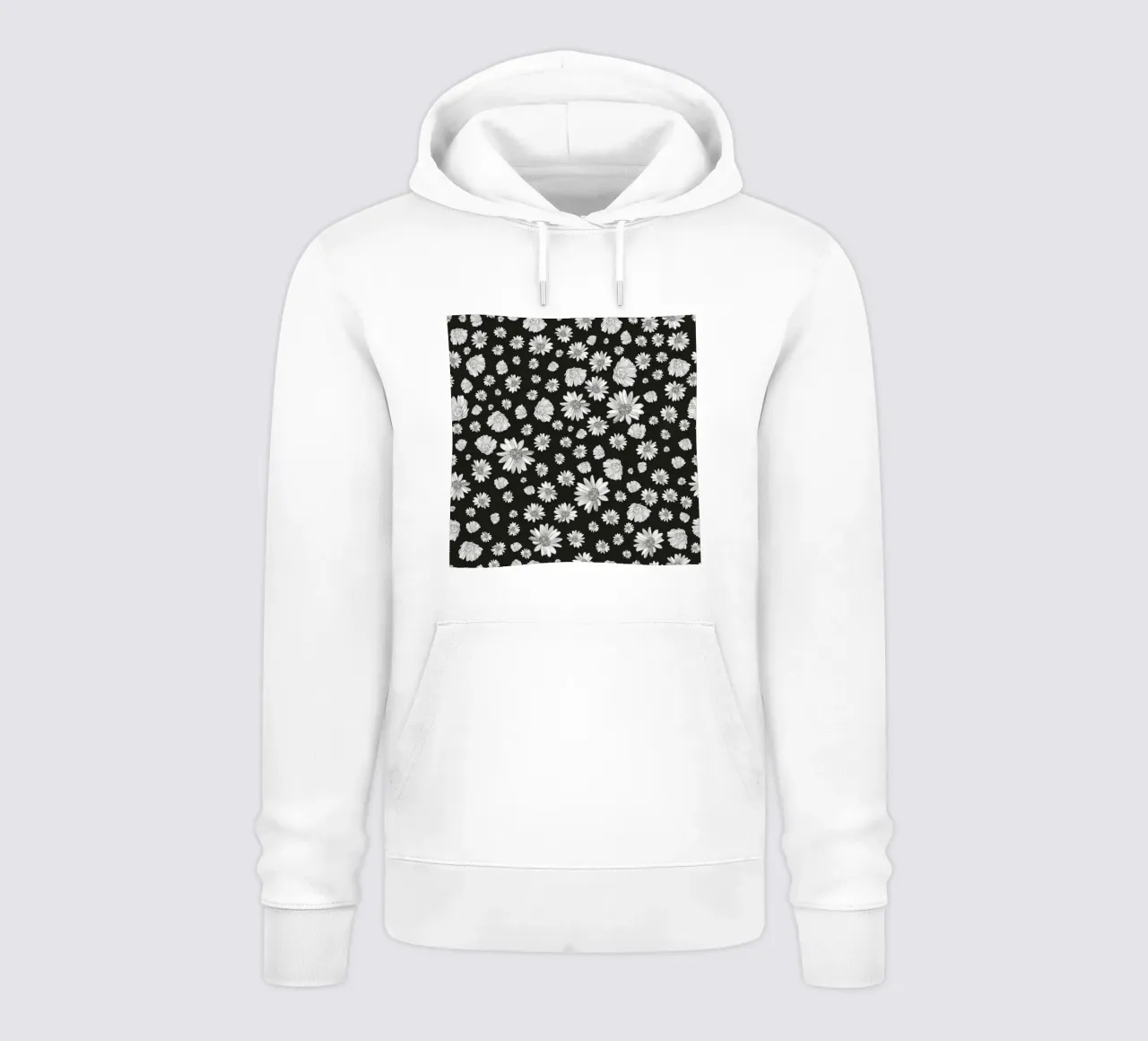 Modello di margherita semplice in bianco e nero felpa con cappuccio da gulsengunel