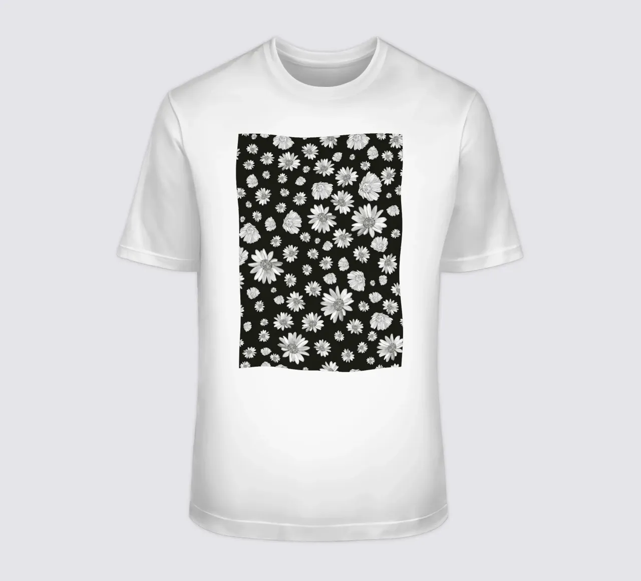 Modello di margherita semplice in bianco e nero t-shirt da gulsengunel
