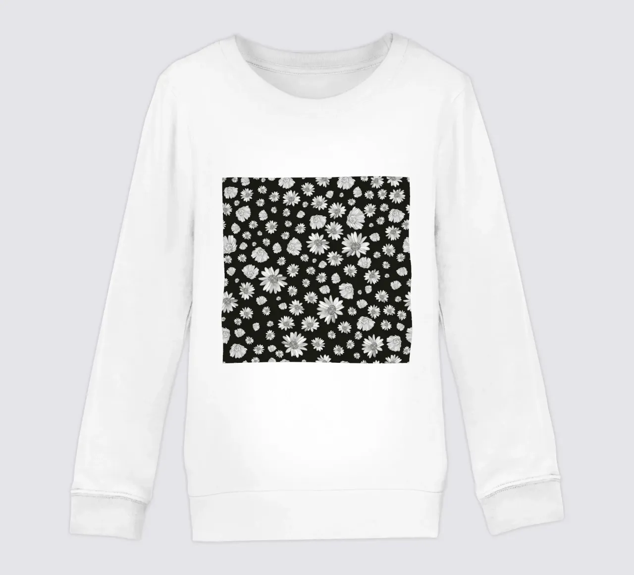 Modello di margherita semplice in bianco e nero felpa bambino da gulsengunel