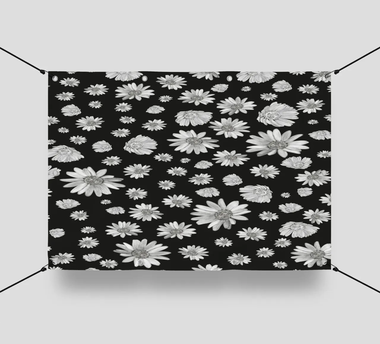 Modello di margherita semplice in bianco e nero telo in pvc da gulsengunel