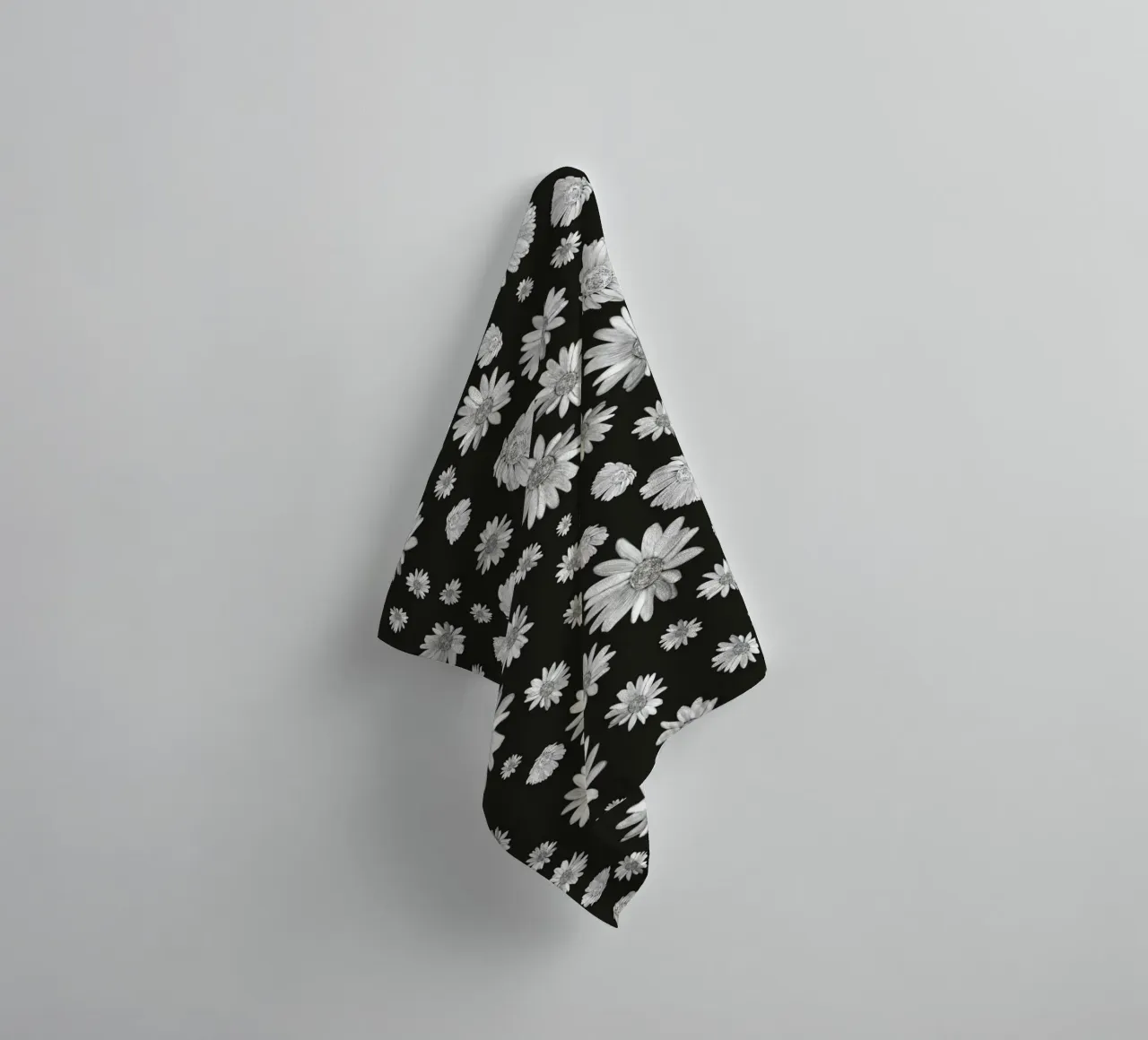 Modello di margherita semplice in bianco e nero asciugamano da bagno da gulsengunel