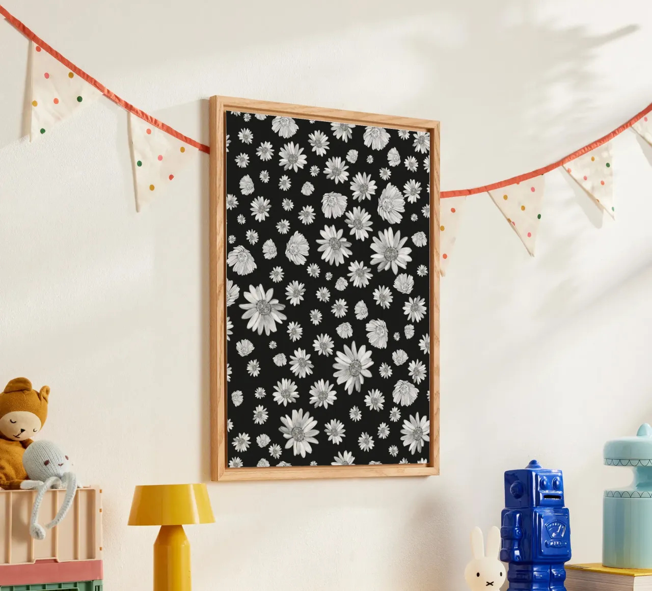 Modello di margherita semplice in bianco e nero plexiglass da gulsengunel