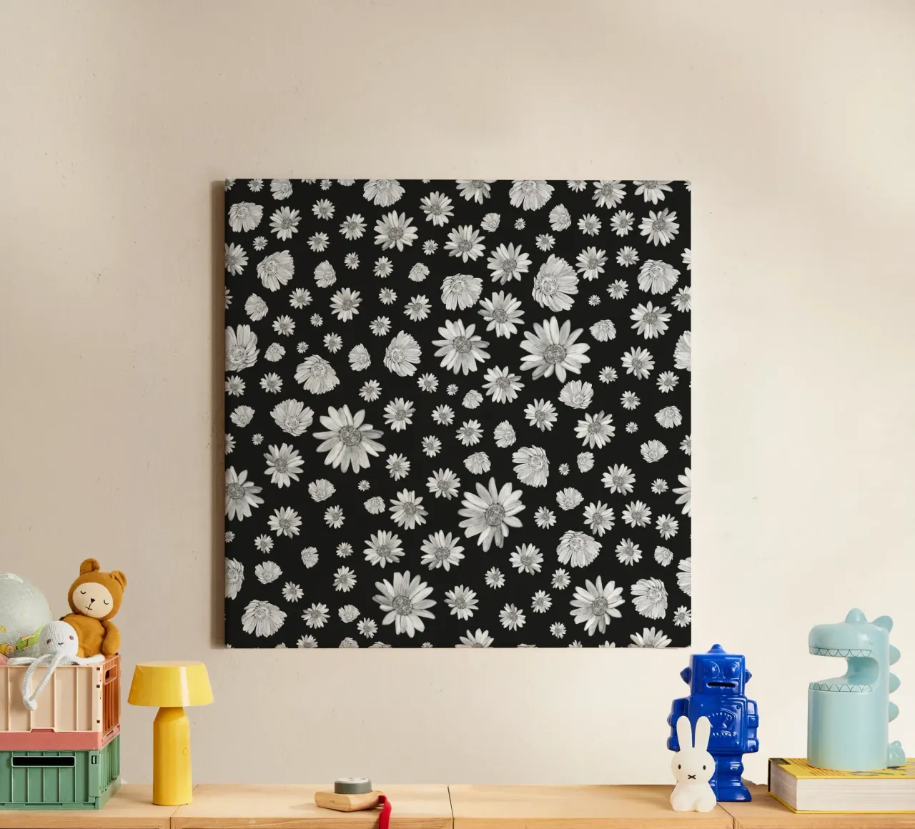 Modello di margherita semplice in bianco e nero tela da gulsengunel