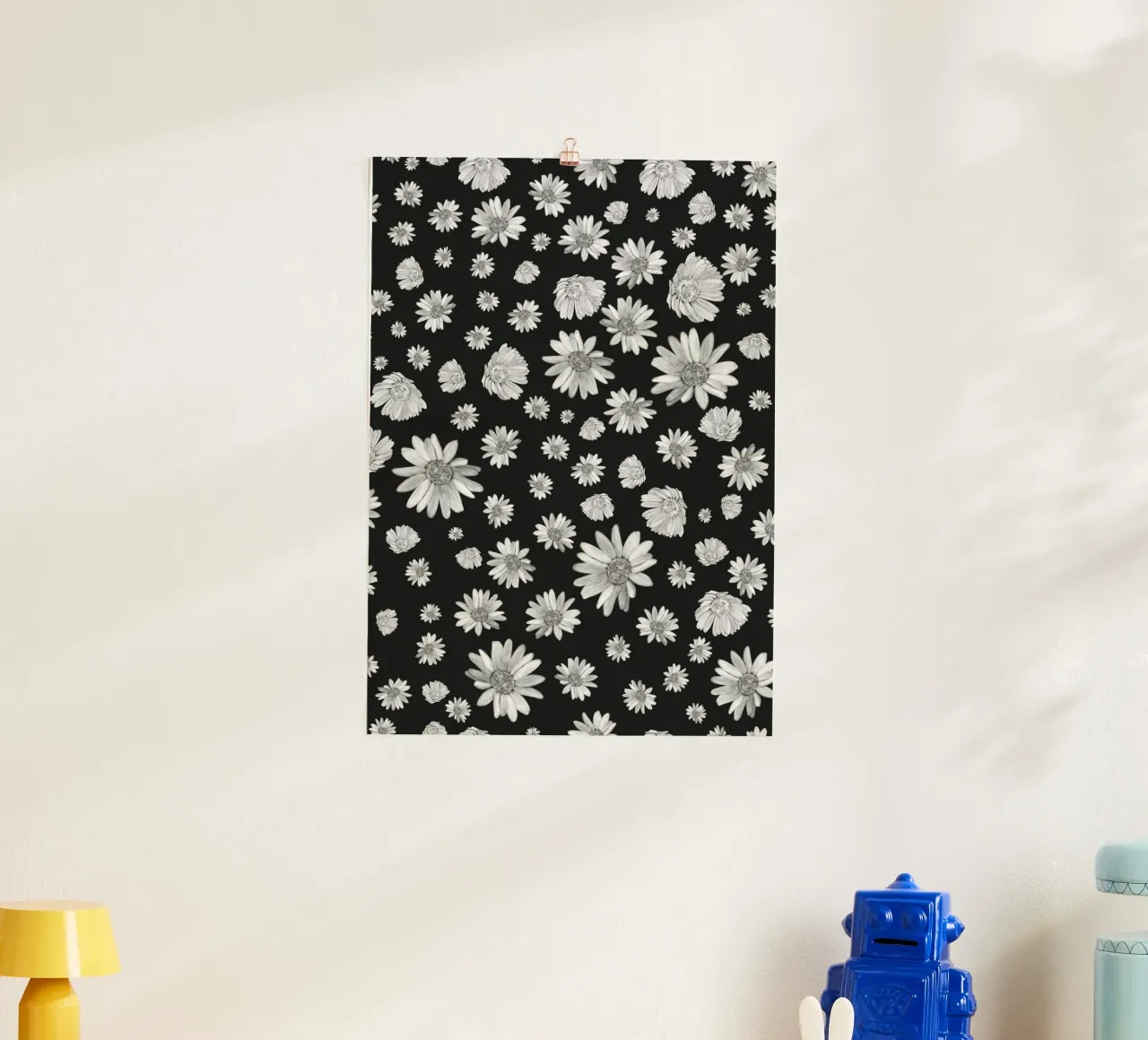 Modello di margherita semplice in bianco e nero carta hahnemühle da gulsengunel