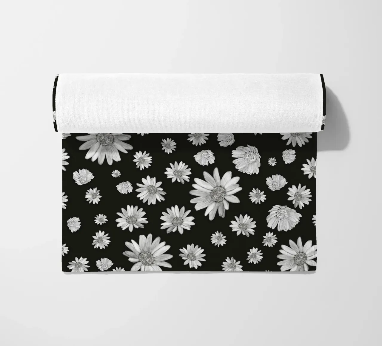 Modello di margherita semplice in bianco e nero telo mare da gulsengunel