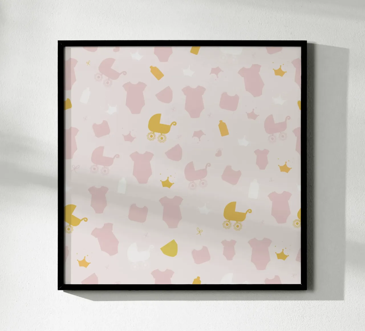 Baby-Symbol neutral rosa gefärbtes Muster Poster von gulsengunel
