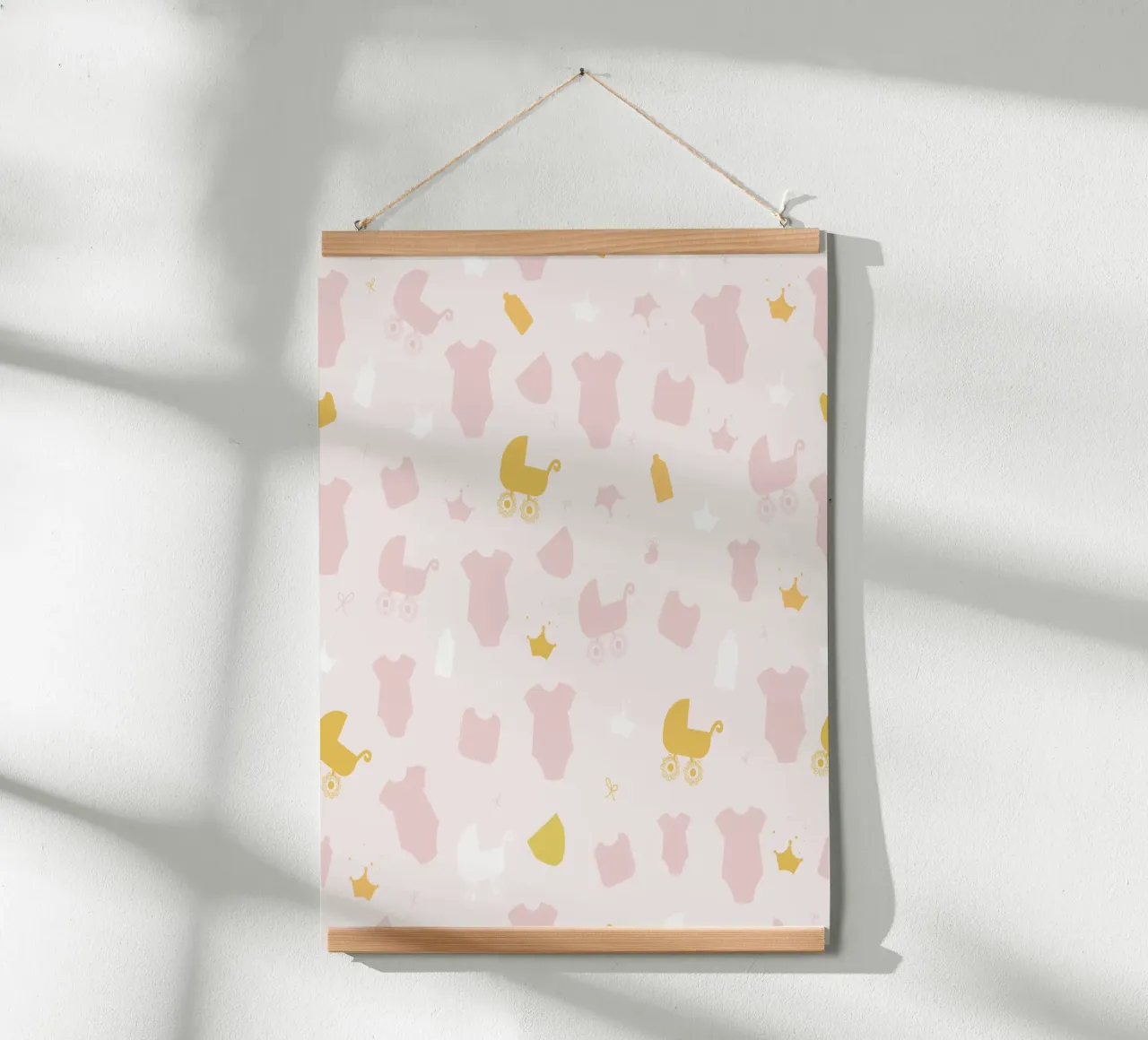 Baby-Symbol neutral rosa gefärbtes Muster Poster von gulsengunel