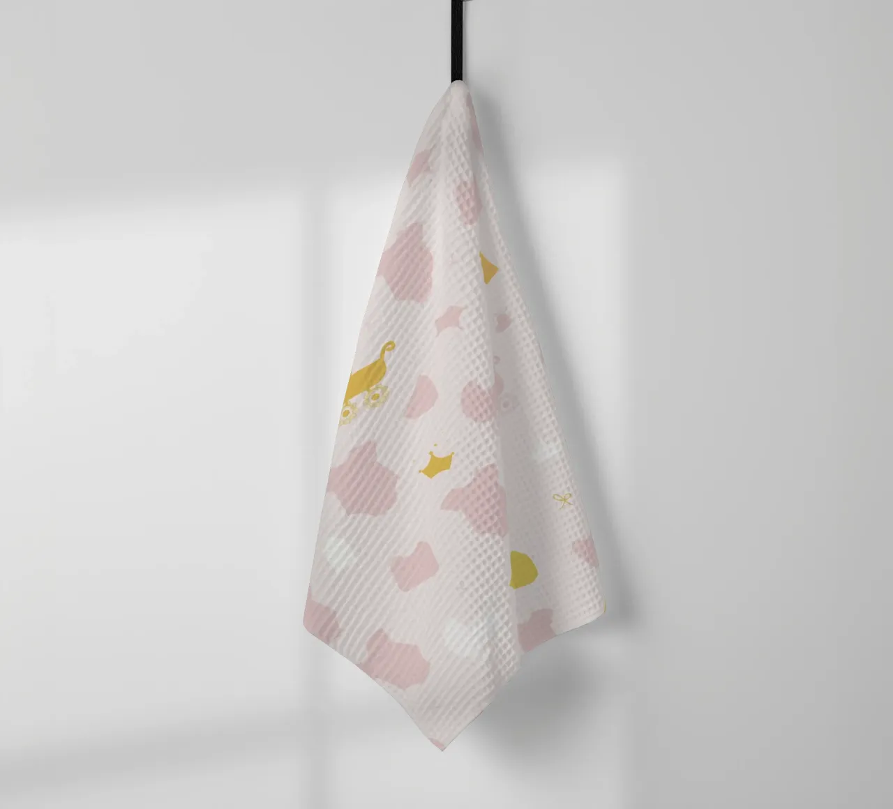 Baby symbol neutral pink colored pattern tea towel by gulsengunel