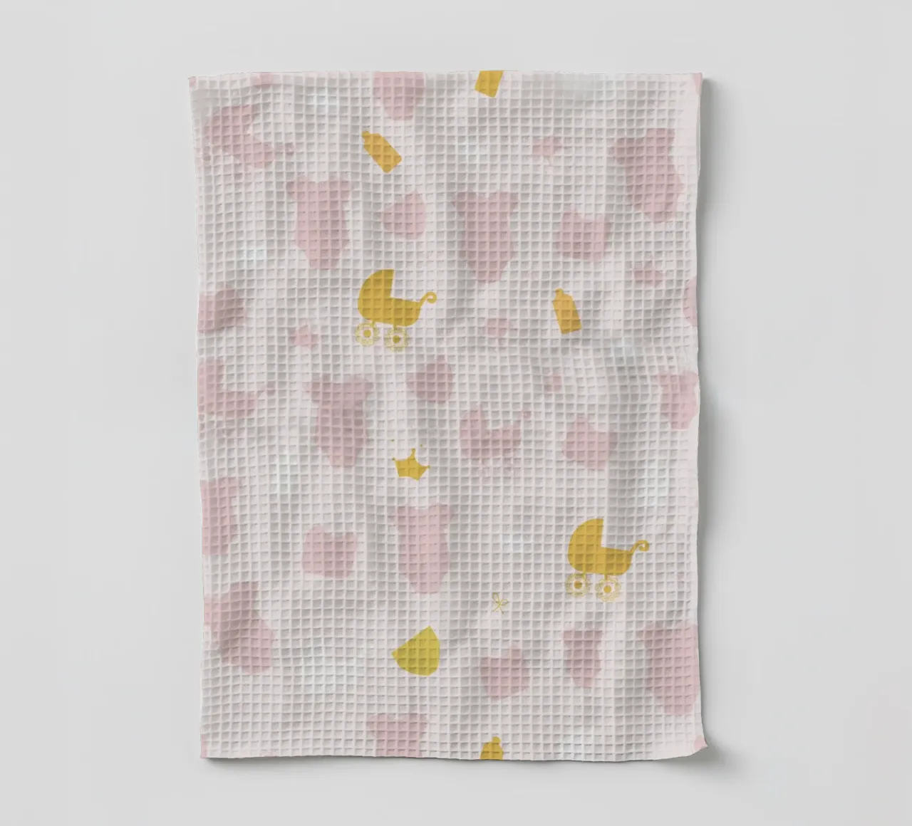Baby symbol neutral pink colored pattern tea towel by gulsengunel