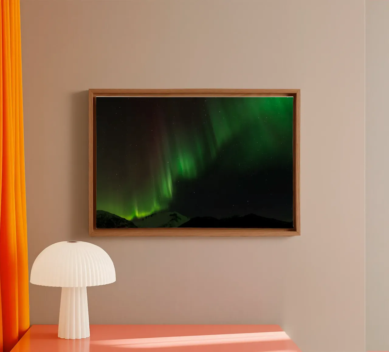 Noorderlicht Symfonie, Noorwegen canvas met Baklijst van PhotoVibe Decor