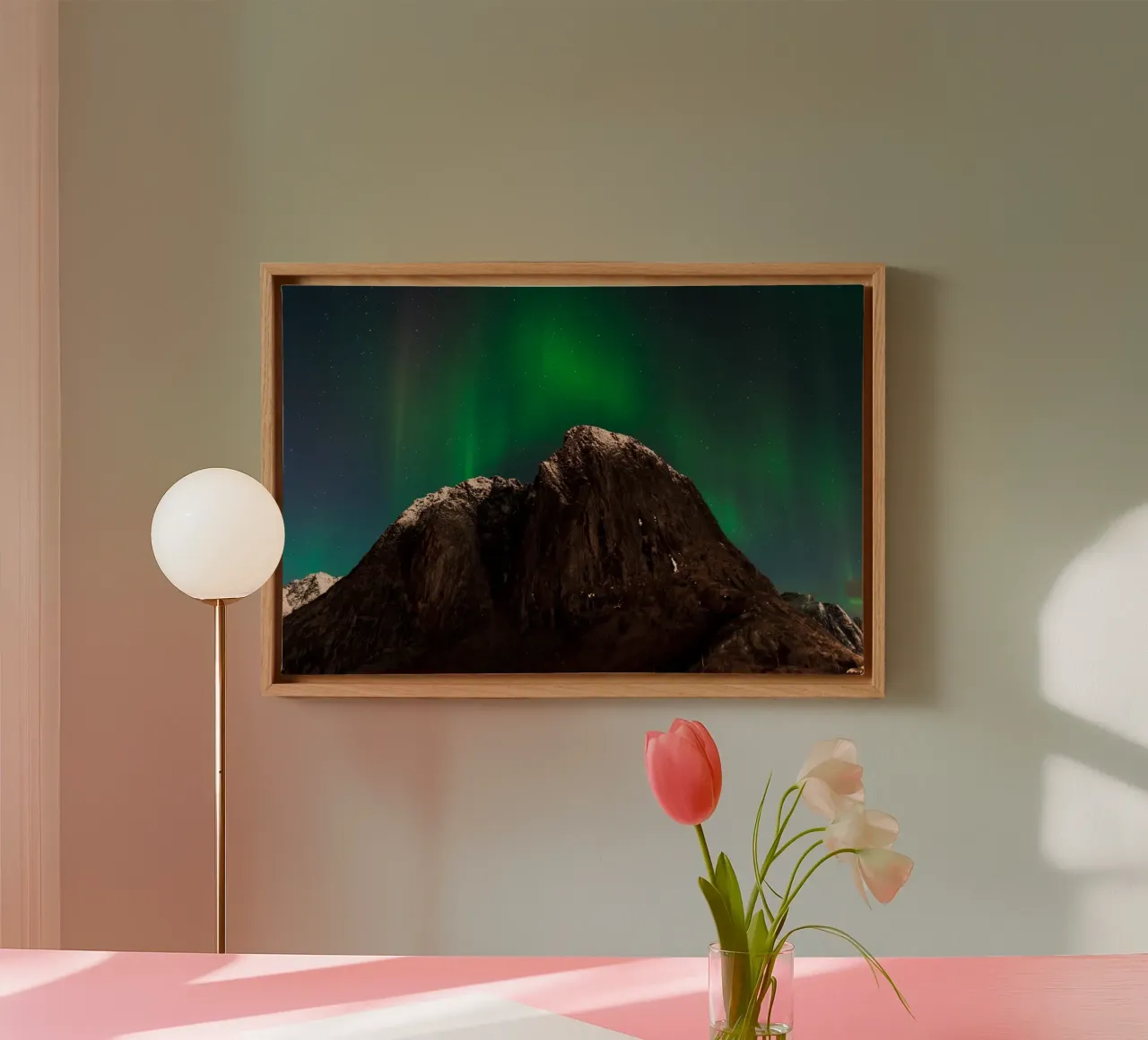 Noorderlicht Symfonie, Noorwegen canvas met Baklijst van PhotoVibe Decor
