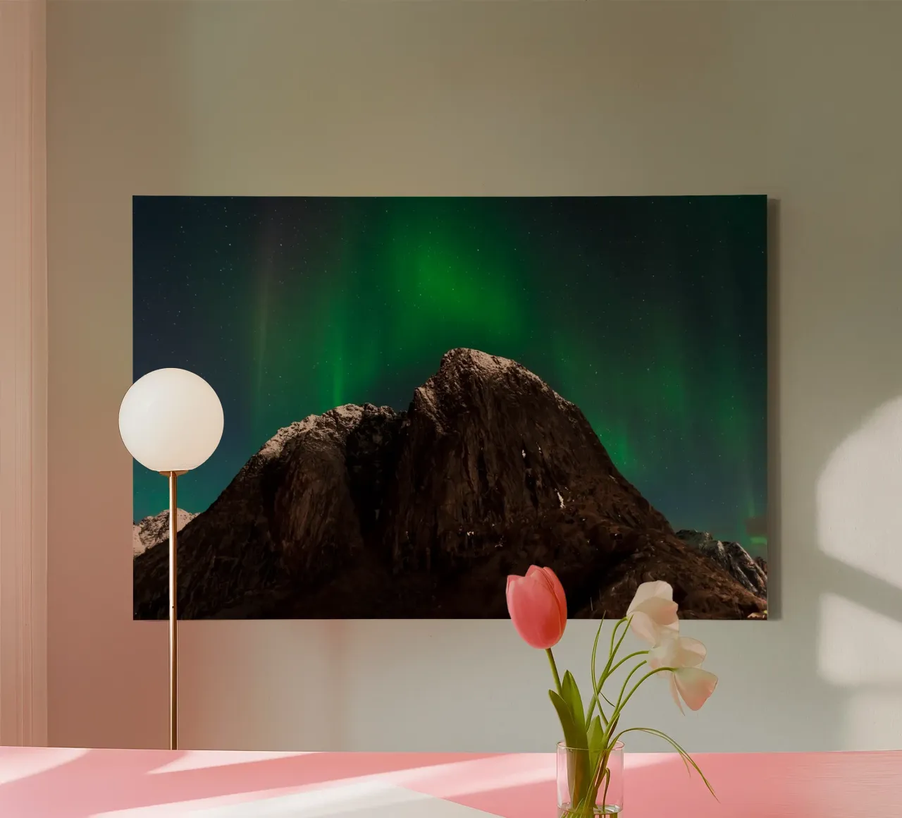 Noorderlicht Symfonie, Noorwegen canvas met Baklijst van PhotoVibe Decor