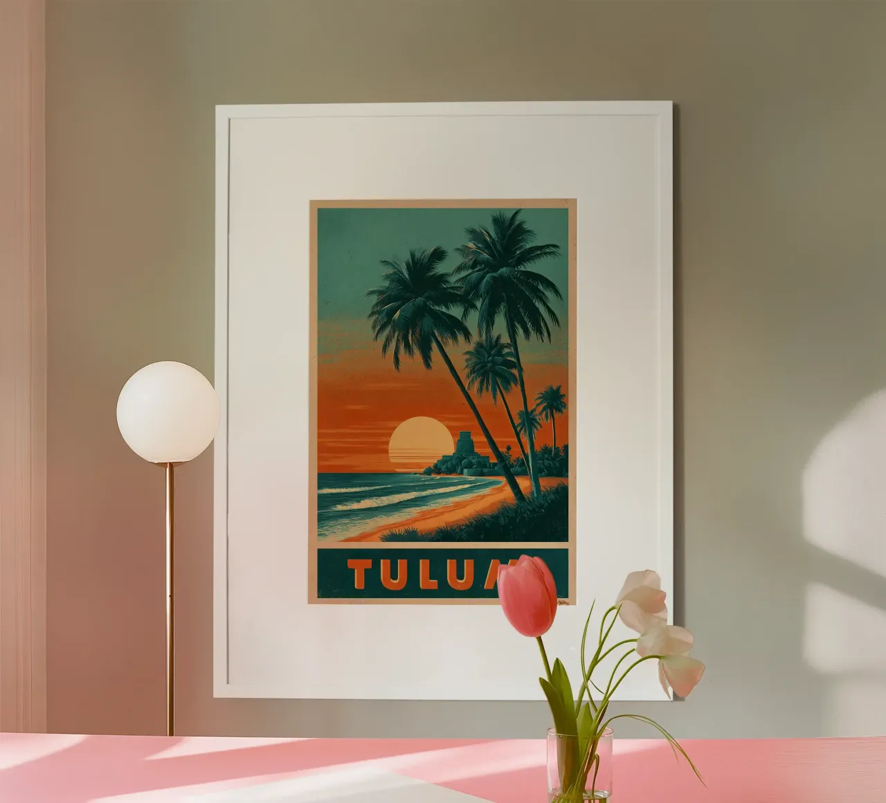 Poster di viaggio vintage di Tulum Messico poster con telaio in alluminio da Vintage Travel Art