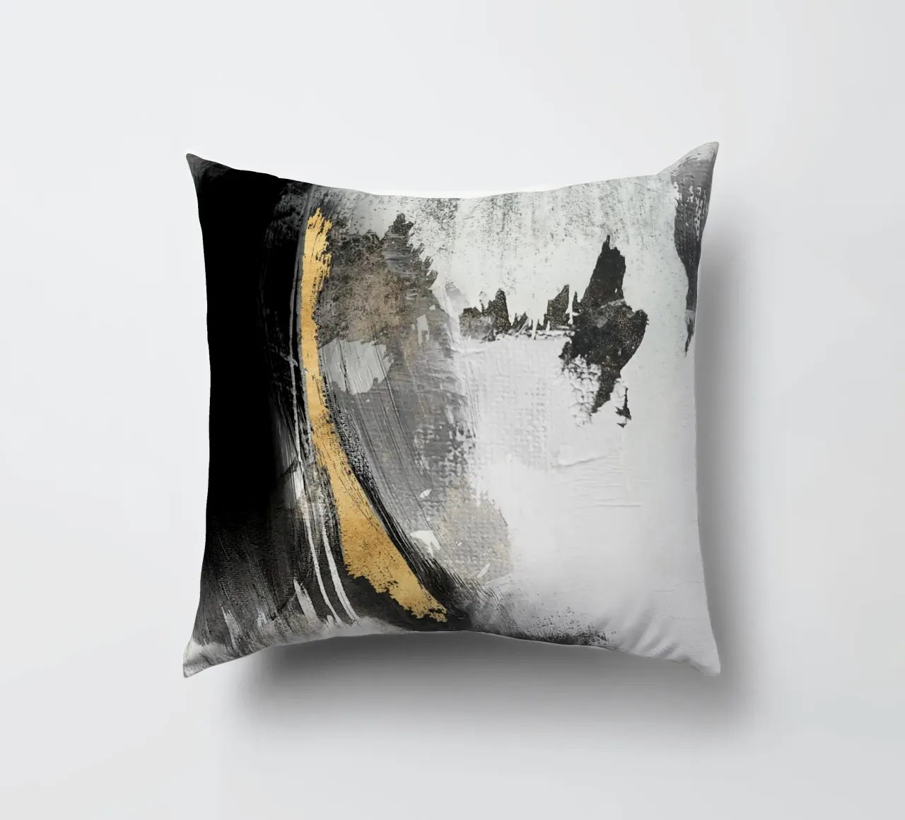 black and gray abstract brushstrokes cuscino da vintageshop