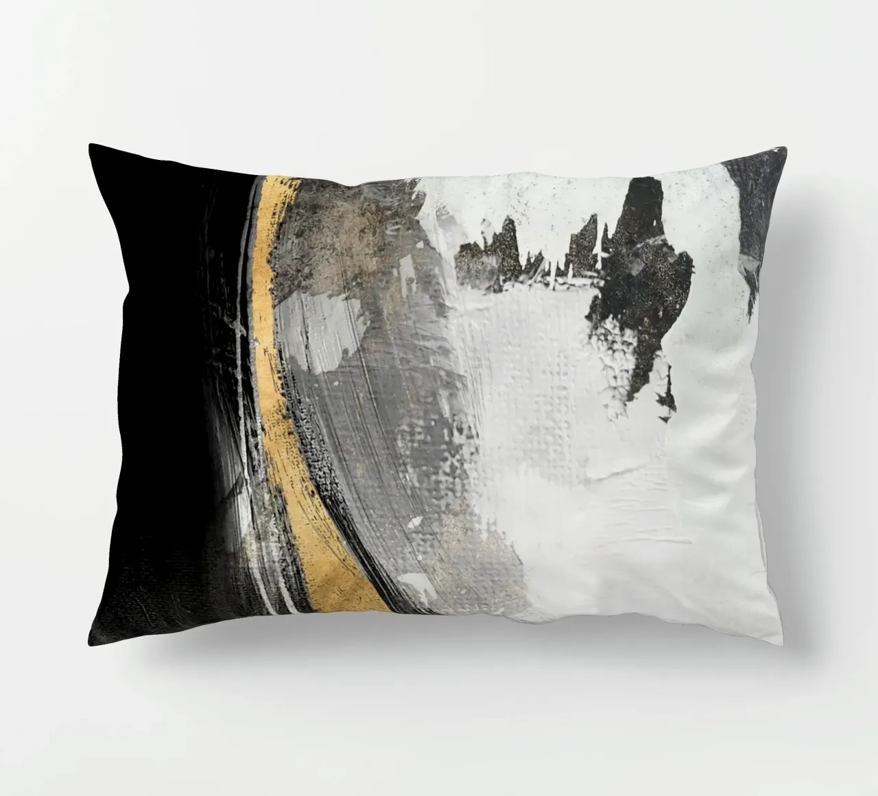 black and gray abstract brushstrokes cuscino da vintageshop