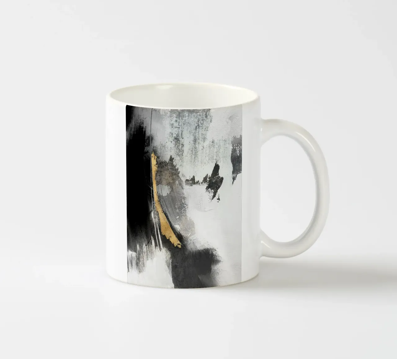 black and gray abstract brushstrokes tazza in ceramica da vintageshop