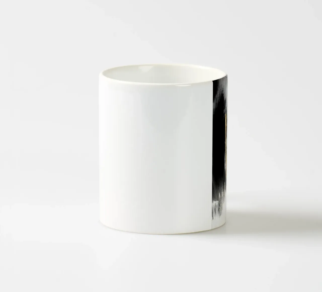 black and gray abstract brushstrokes tazza in ceramica da vintageshop