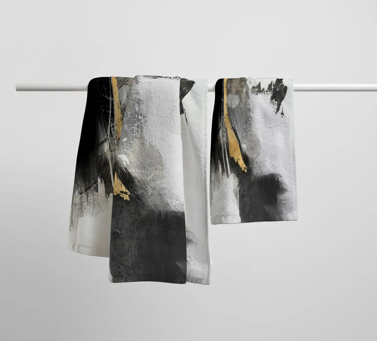 black and gray abstract brushstrokes asciugamano da bagno da vintageshop