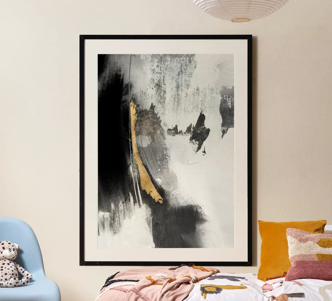 black and gray abstract brushstrokes carta hahnemühle da vintageshop