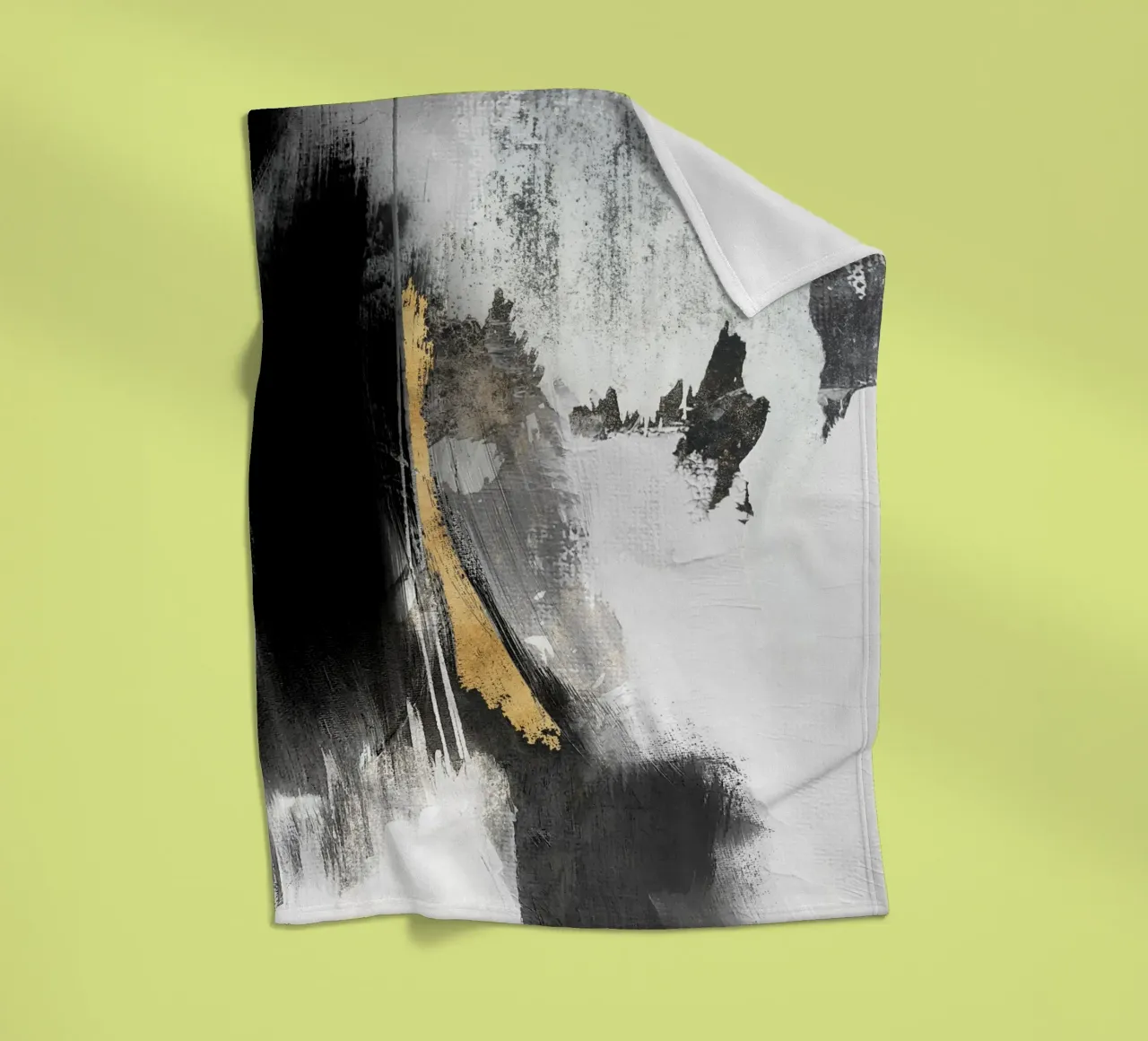 black and gray abstract brushstrokes coperta in pile da vintageshop