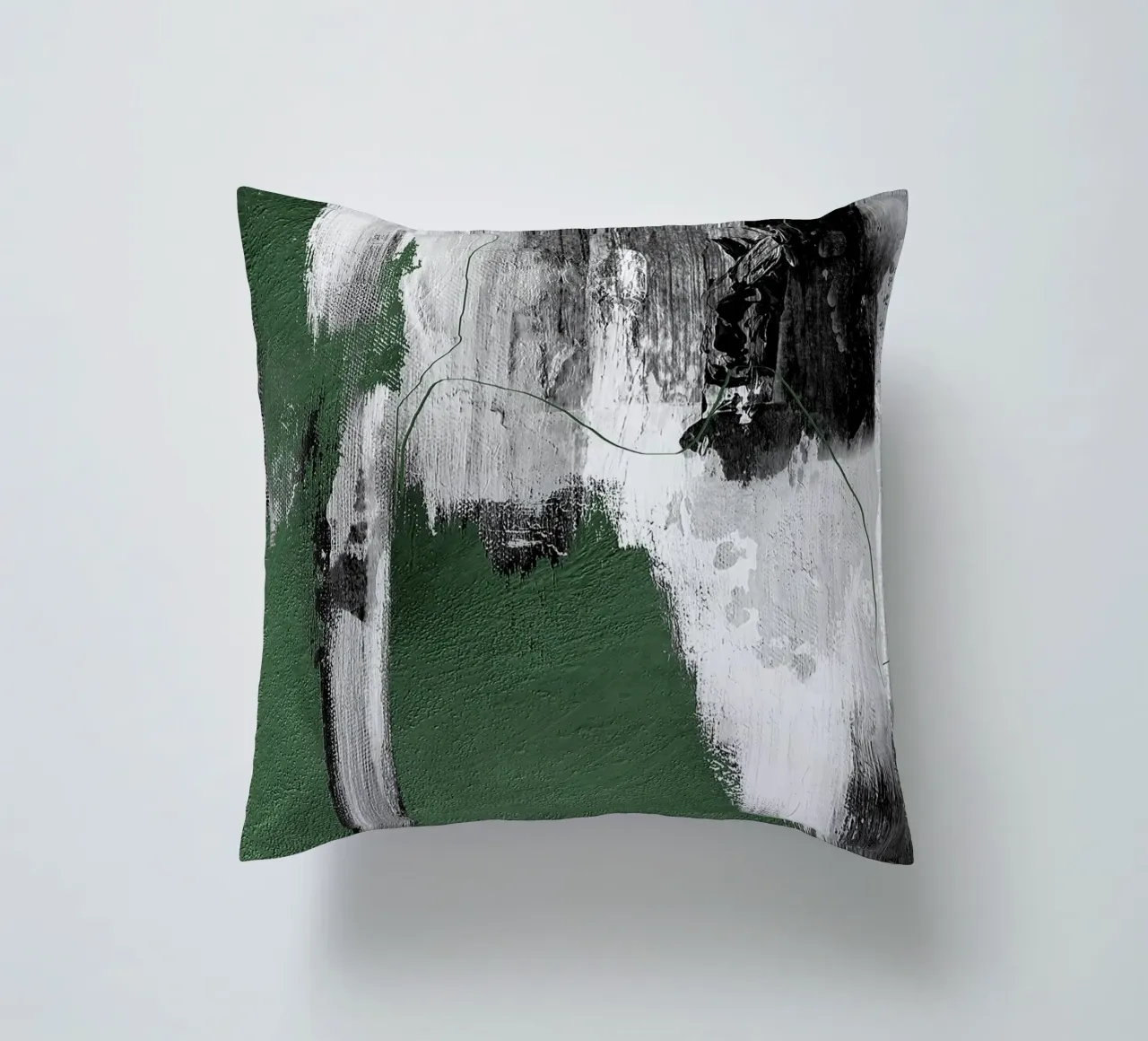 abstract black, gray, and green brushstrokes cuscino da vintageshop