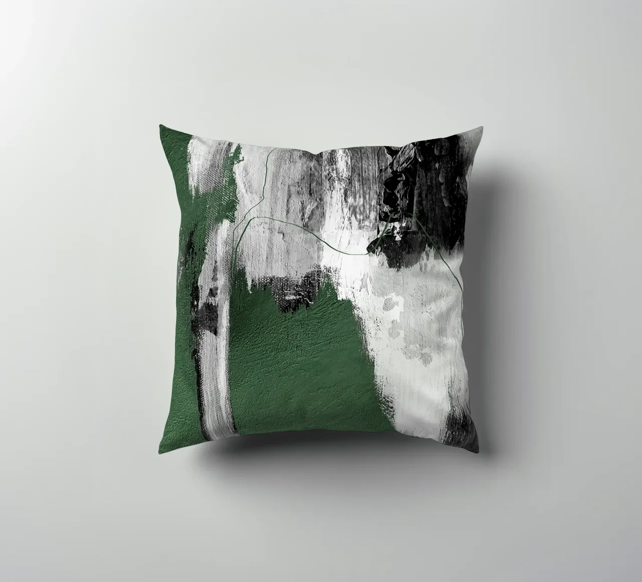 abstract black, gray, and green brushstrokes cuscino da vintageshop