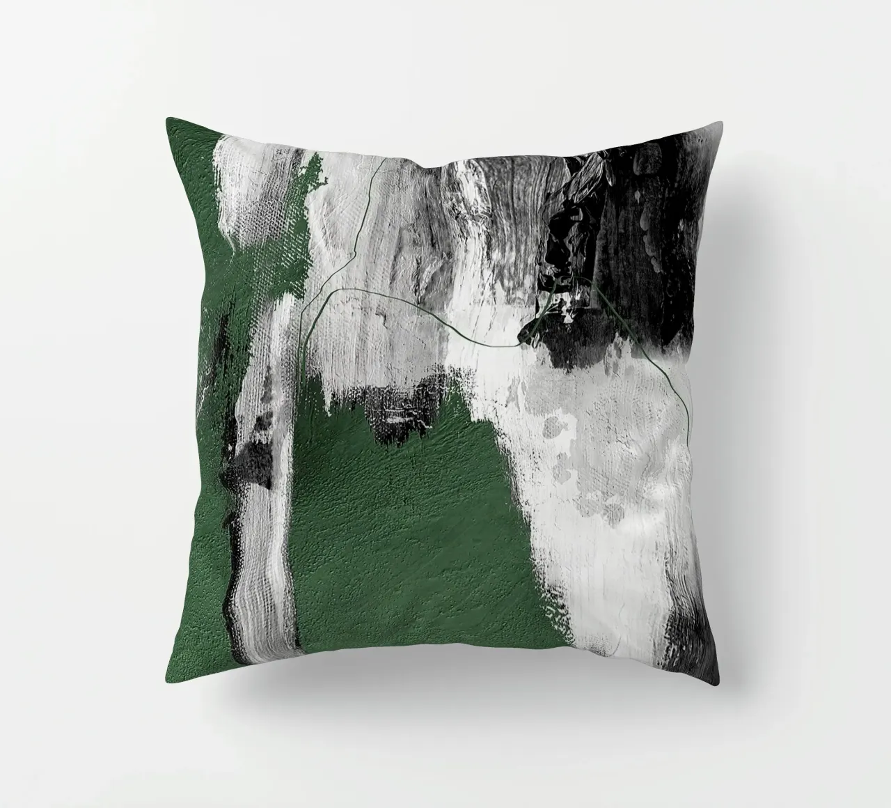 abstract black, gray, and green brushstrokes cuscino da vintageshop