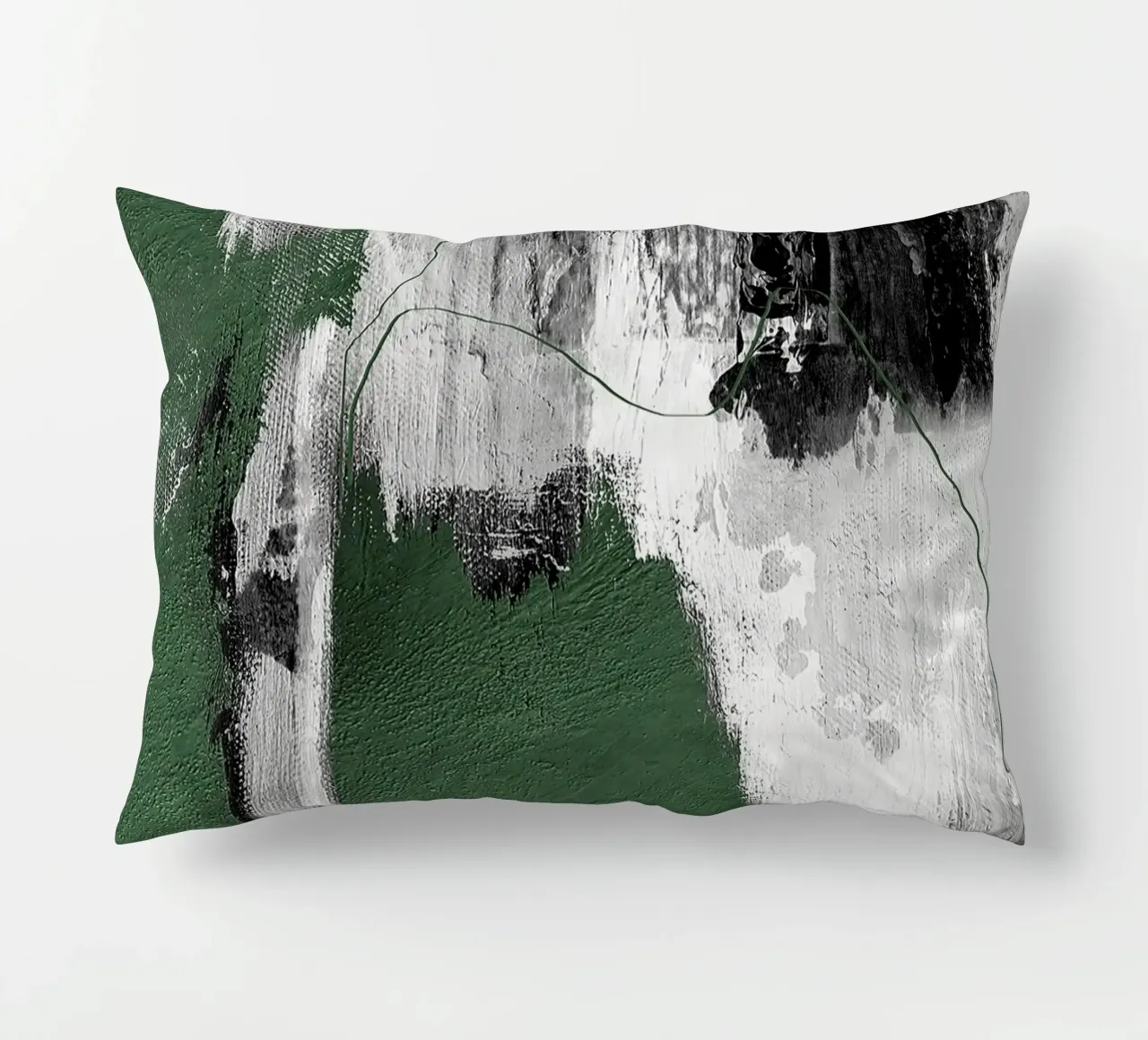 abstract black, gray, and green brushstrokes cuscino da vintageshop