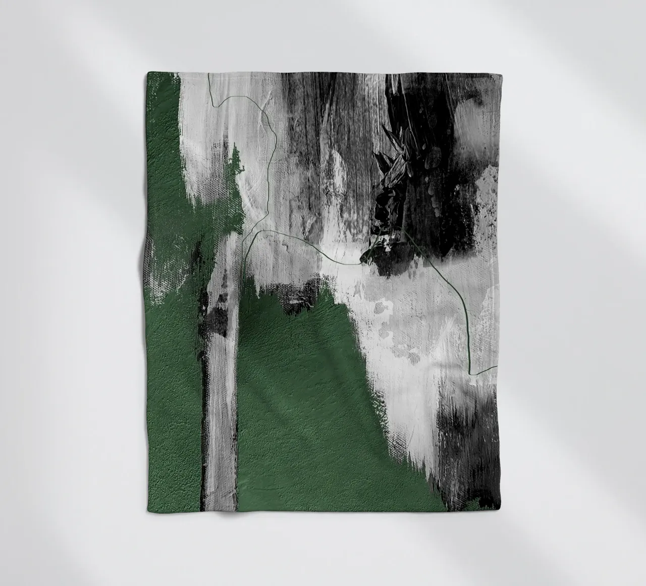 abstract black, gray, and green brushstrokes coperta in pile da vintageshop