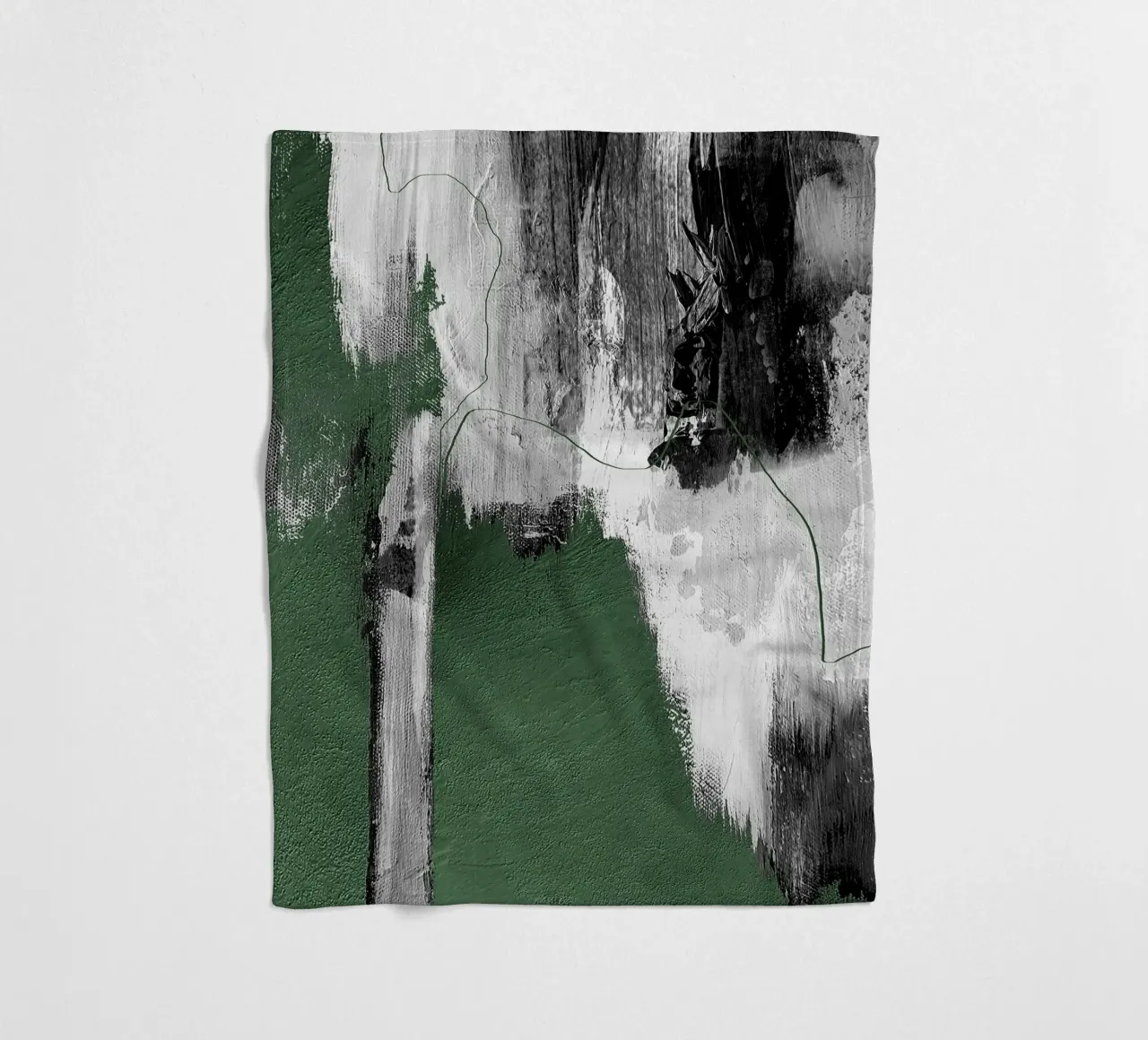 abstract black, gray, and green brushstrokes coperta in pile da vintageshop