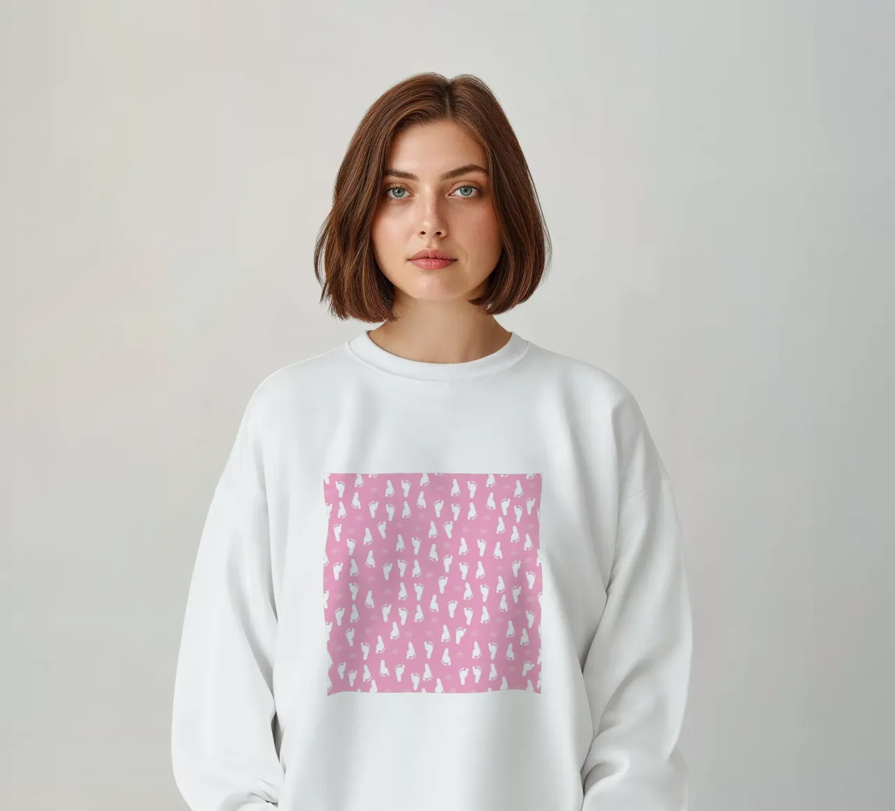 Baby foot print and hearts pattern with pink background sweatshirt by gulsengunel