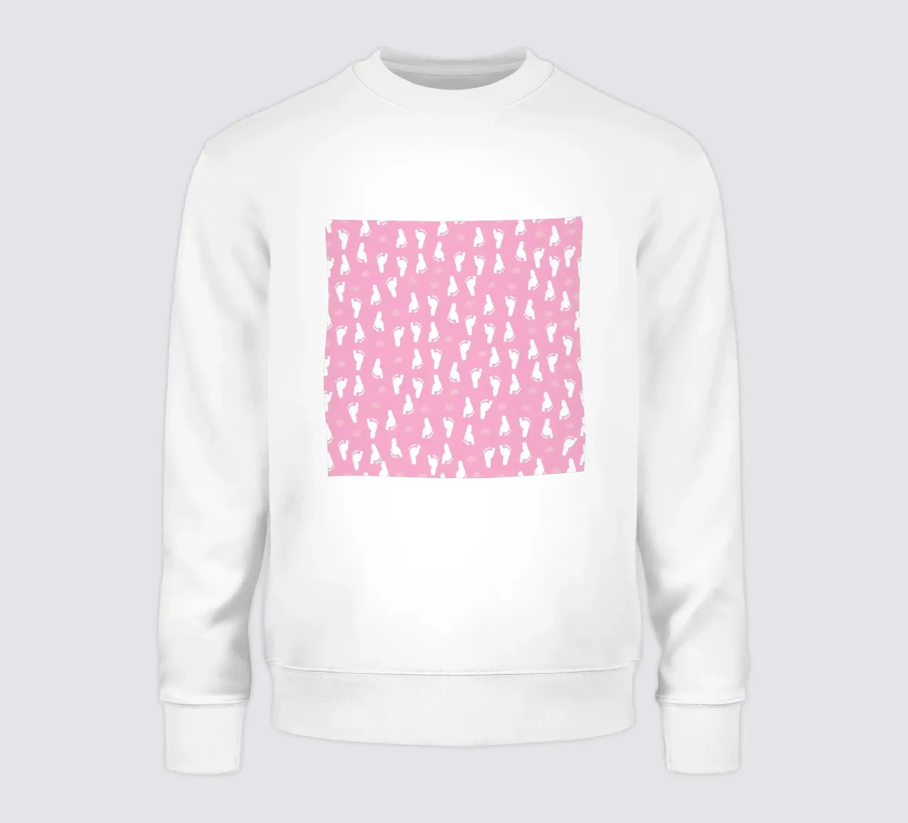 Baby foot print and hearts pattern with pink background sweatshirt by gulsengunel