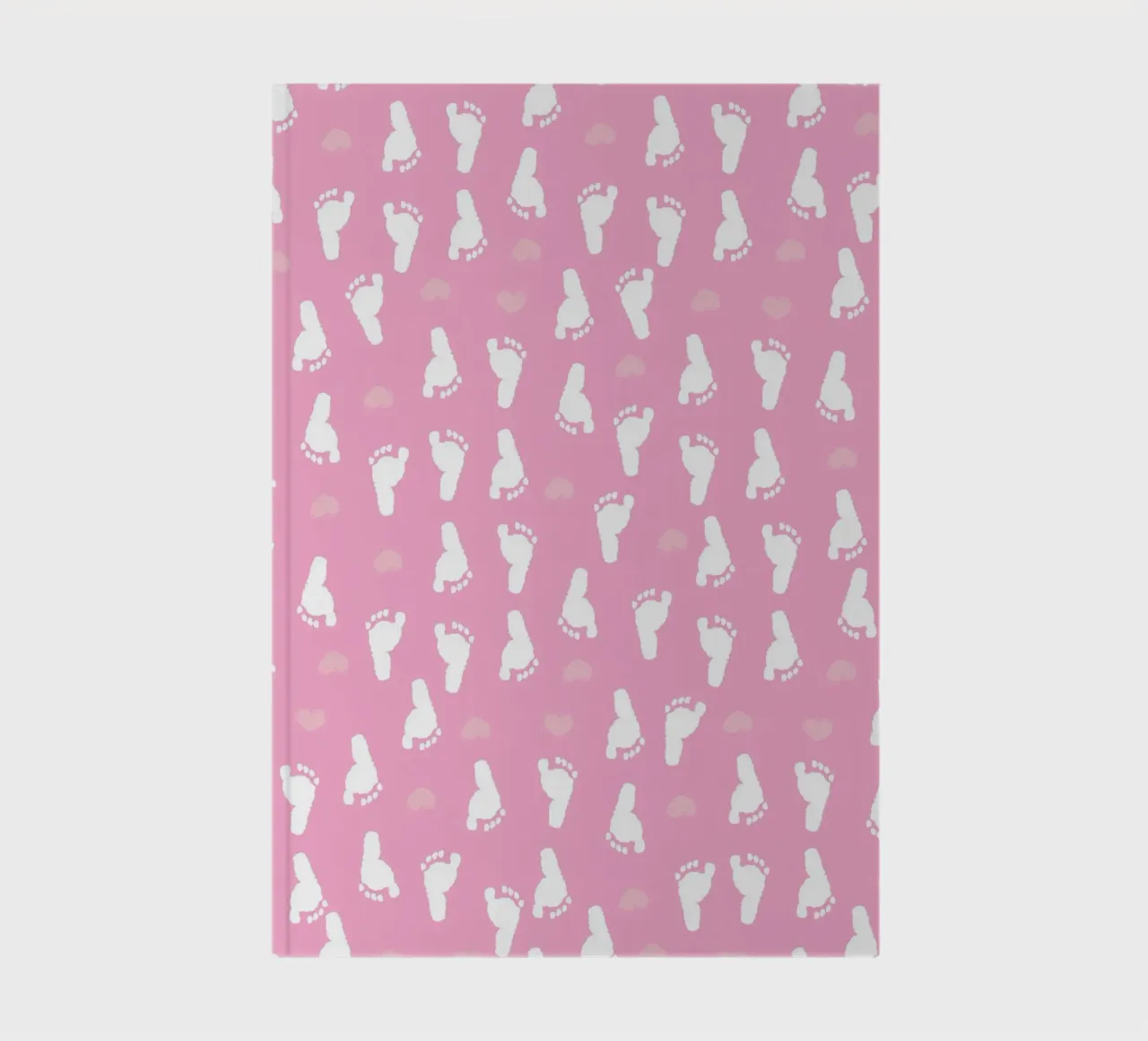 Baby foot print and hearts pattern with pink background notebook by gulsengunel