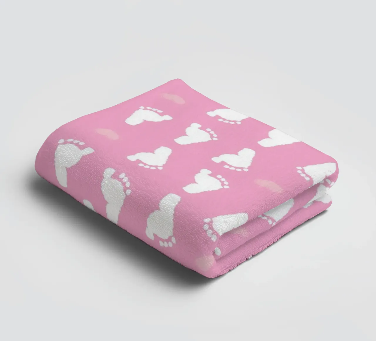 Baby foot print and hearts pattern with pink background towel by gulsengunel