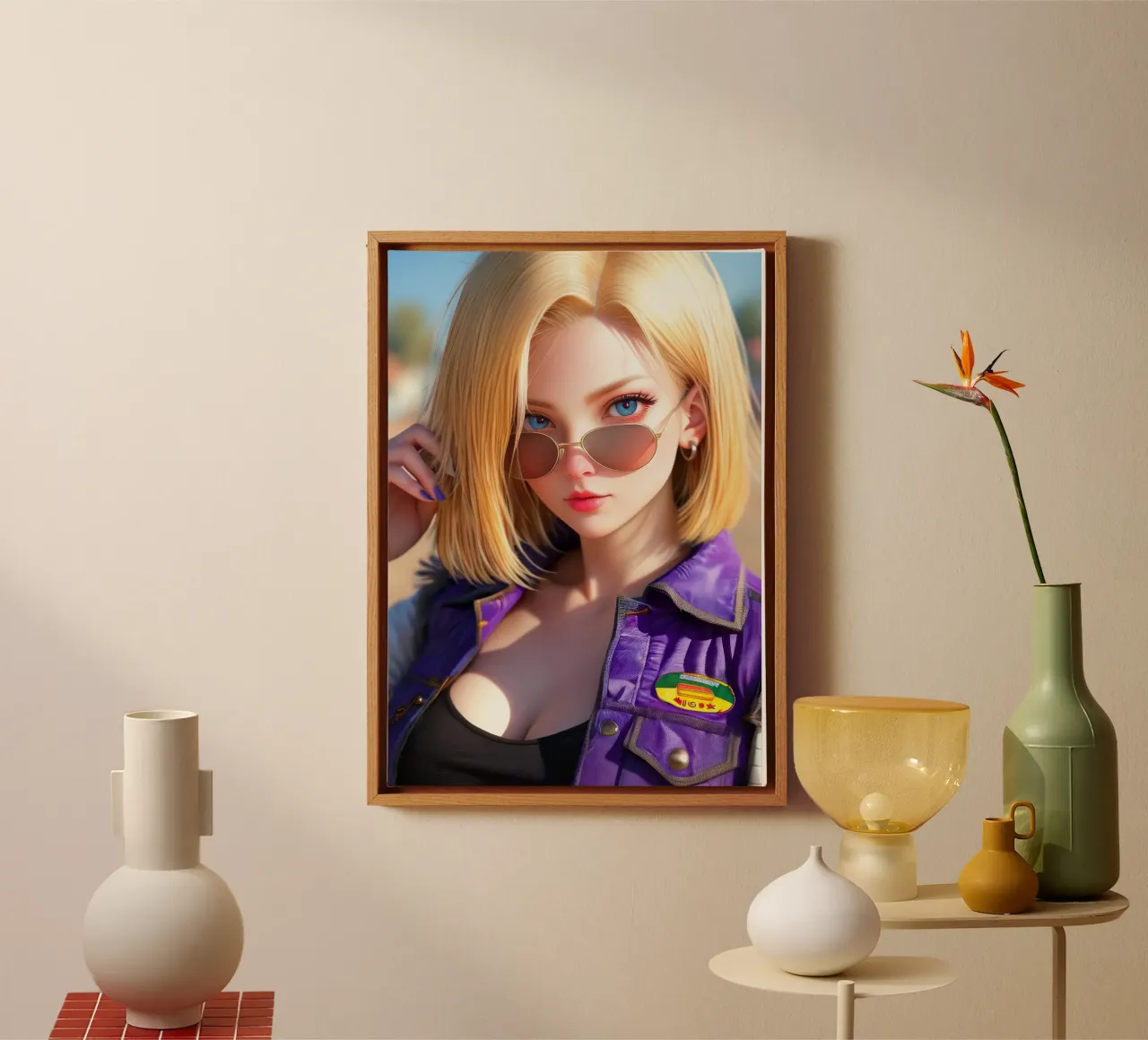 Android 18 Dragon Ball tela con Cornice a cassetta da Fleur de Lys