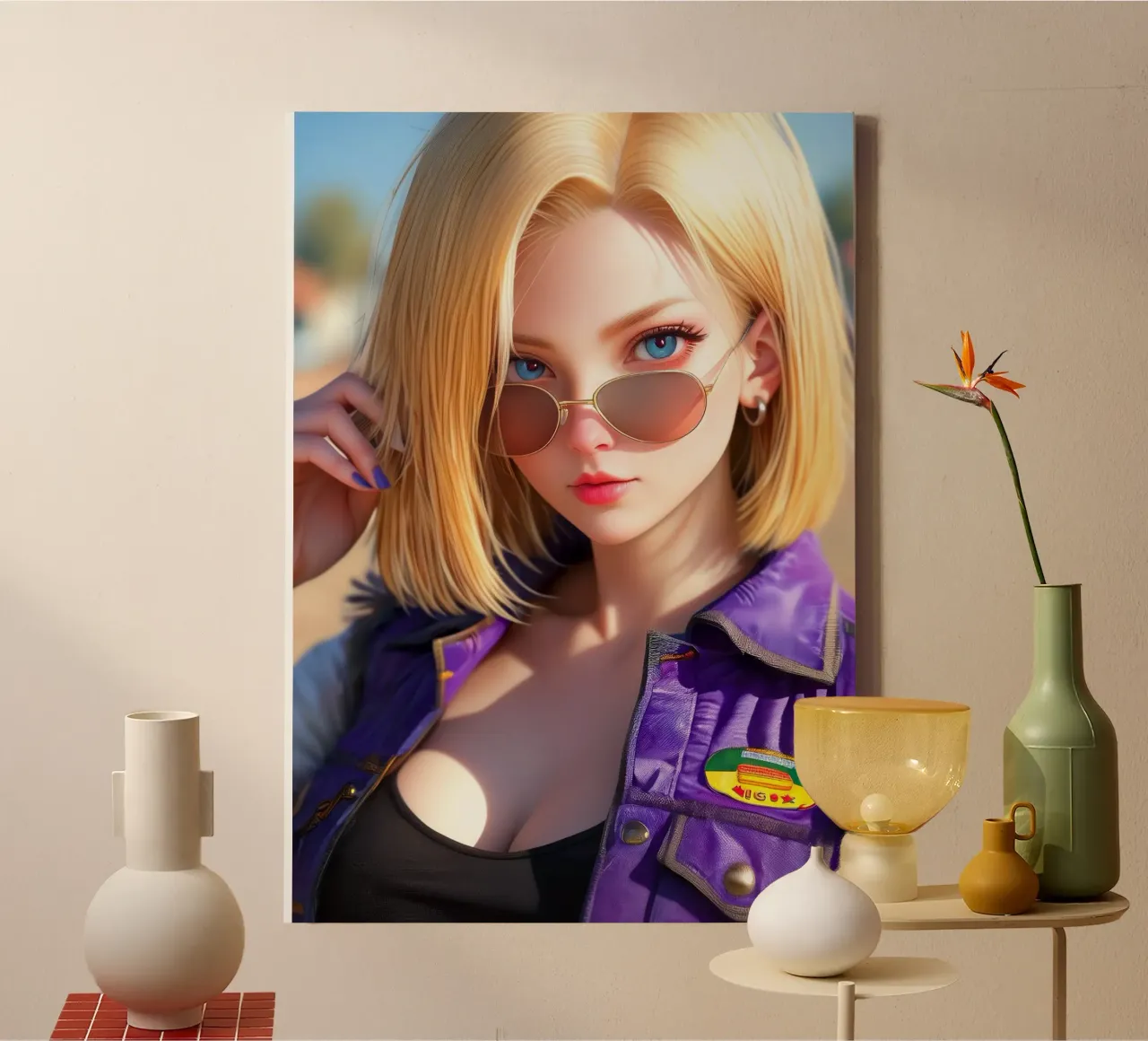 Android 18 Dragon Ball tela con Cornice a cassetta da Fleur de Lys