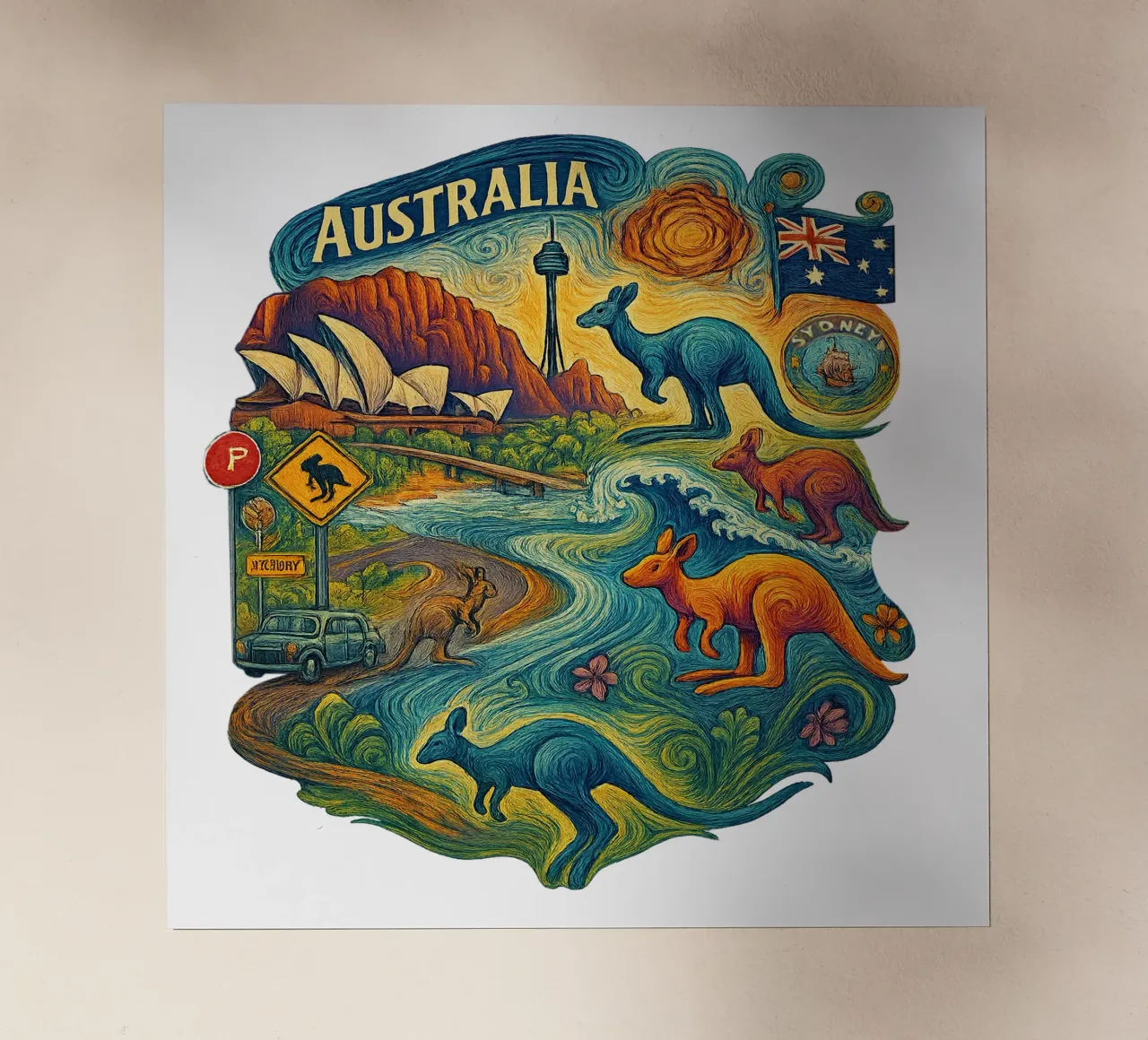 Free Australia 1 pellicola backlit da Vintage Van Gogh