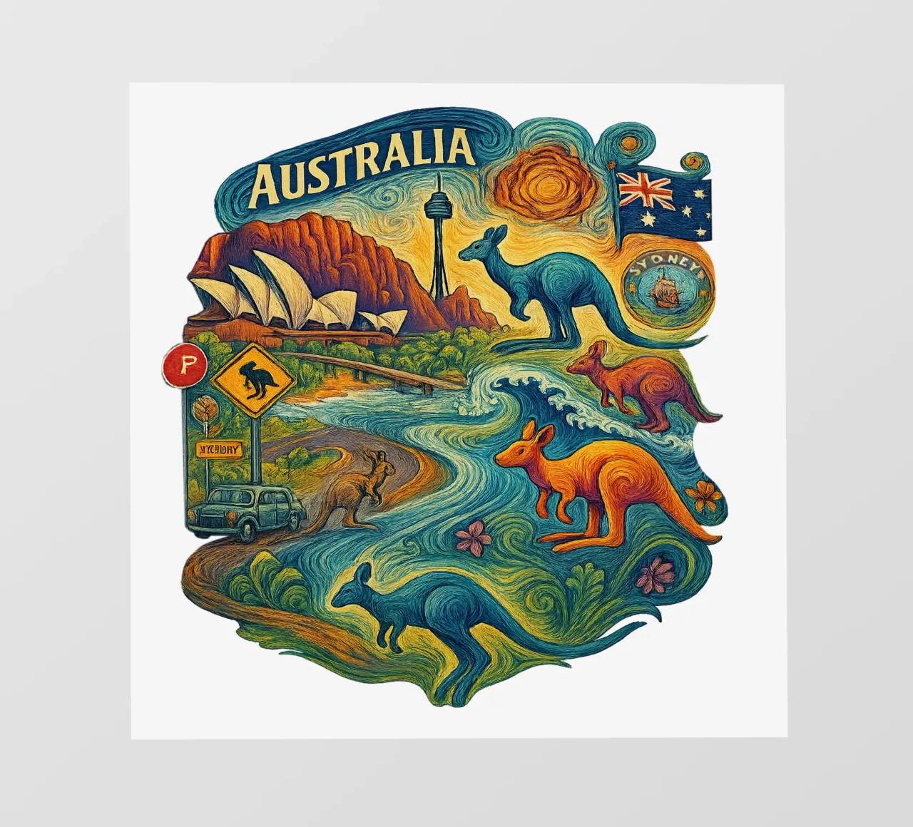 Free Australia 1 pellicola backlit da Vintage Van Gogh
