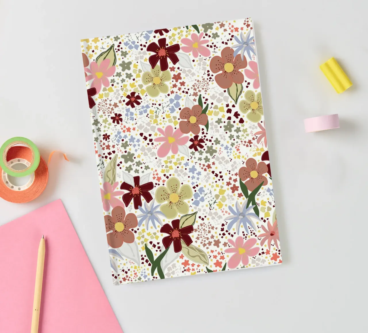Autumn floral pattern notebook by gulsengunel