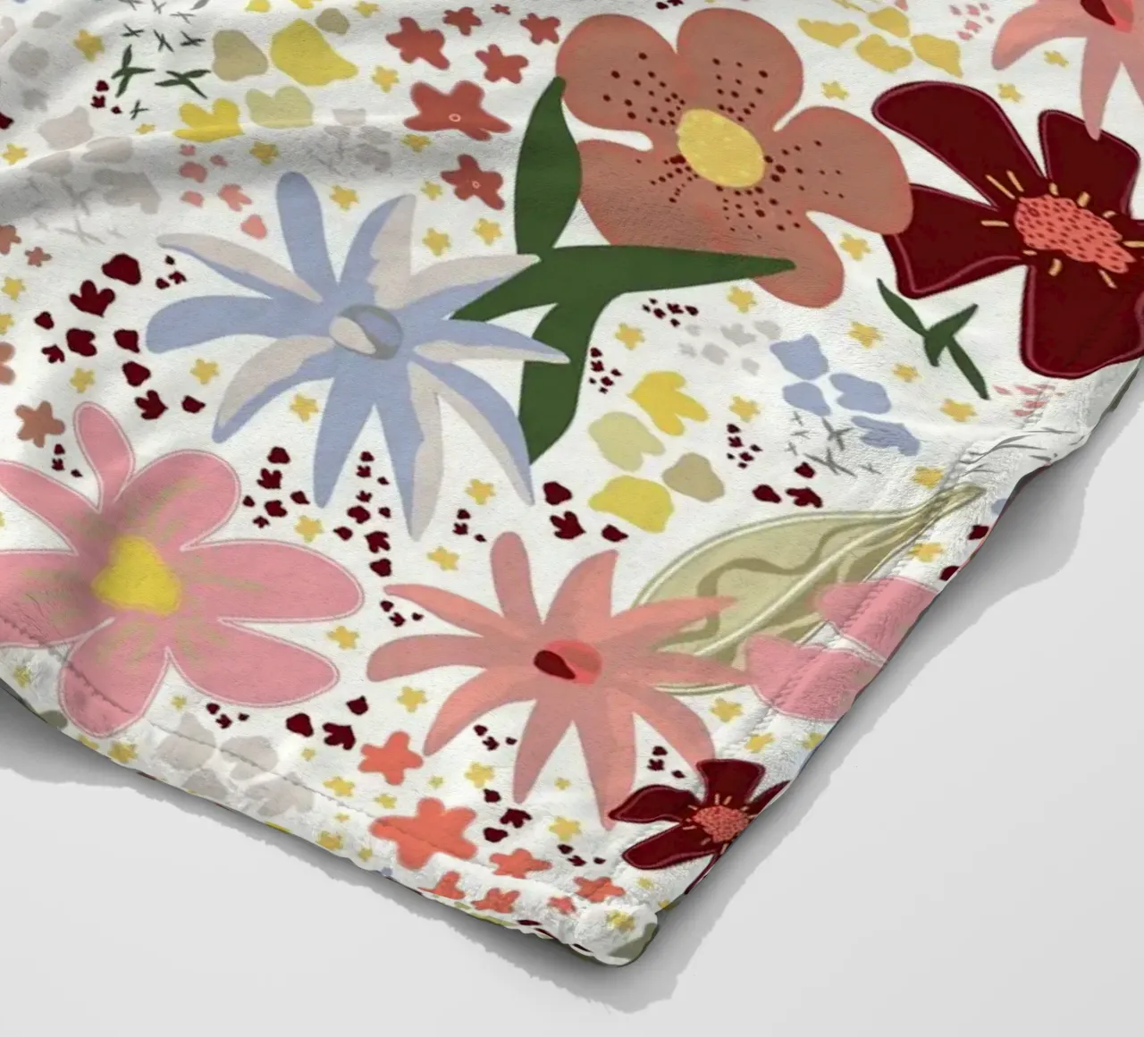 Autumn floral pattern fleece blanket by gulsengunel