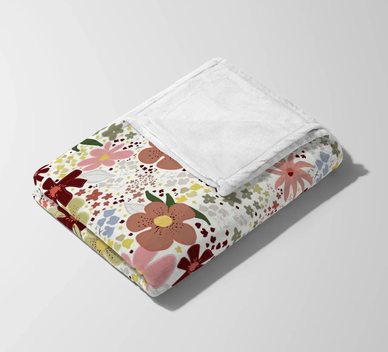 Autumn floral pattern fleece blanket by gulsengunel