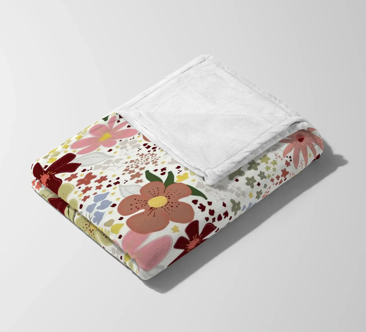 Autumn floral pattern fleece blanket by gulsengunel