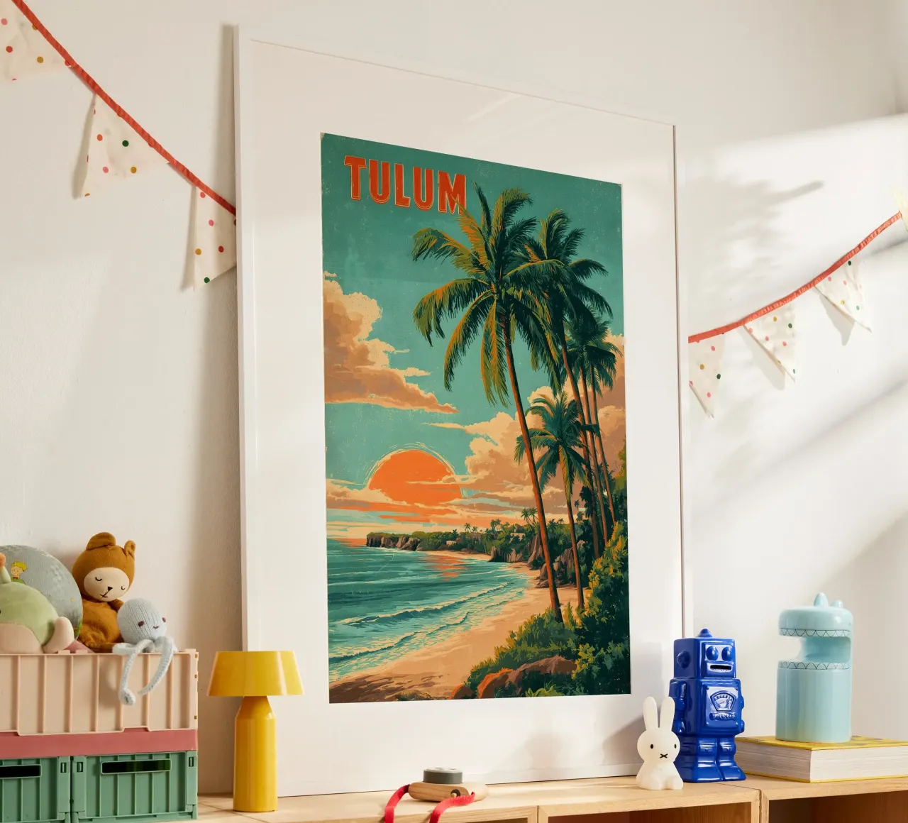 Poster di viaggio vintage di Tulum Messico poster con telaio in alluminio da Vintage Travel Art