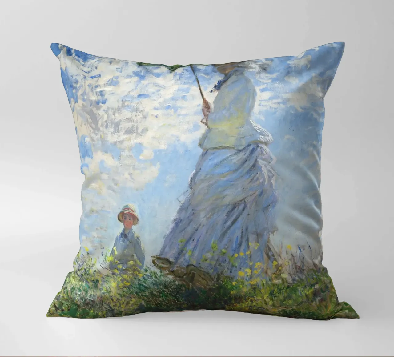 Madame Monet e suo figlio (1875) di Claude Monet cuscino da Classic Art Prints