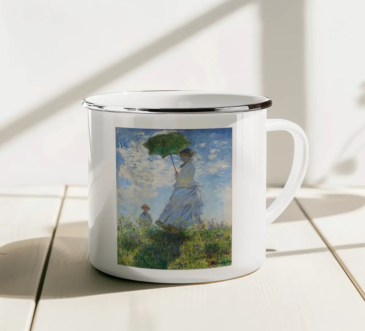Madame Monet e suo figlio (1875) di Claude Monet tazza in smalto da Classic Art Prints