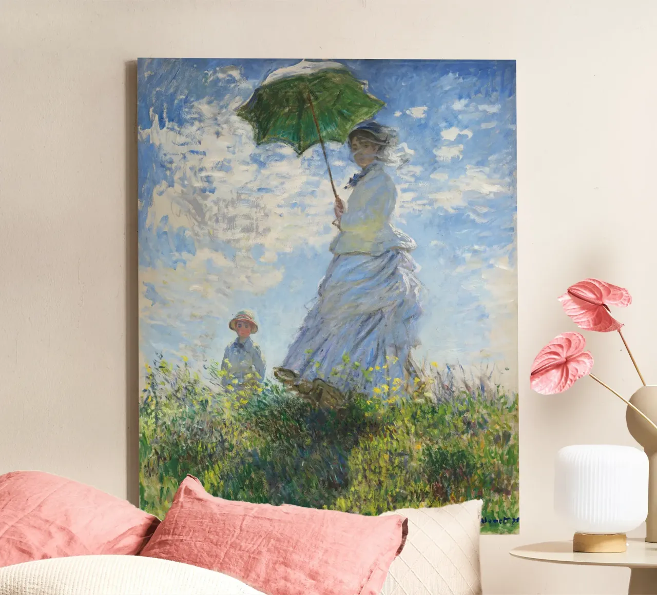 Madame Monet e suo figlio (1875) di Claude Monet tela con Cornice a cassetta da Classic Art Prints