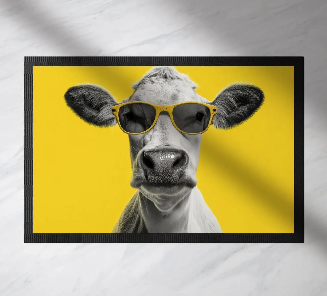 Mucca con occhiali gialli zerbino da Pictura