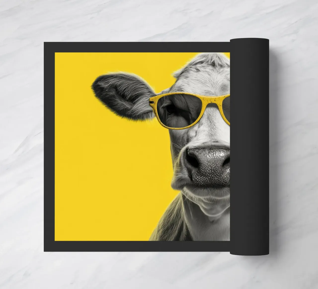 Mucca con occhiali gialli zerbino da Pictura