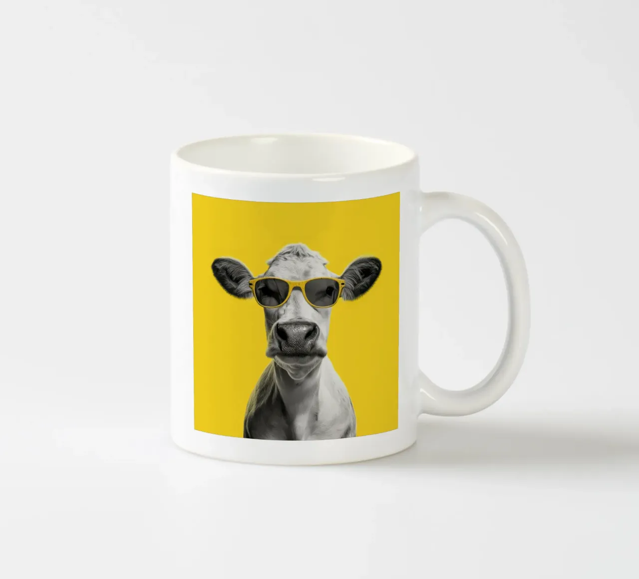 Mucca con occhiali gialli tazza in ceramica da Pictura